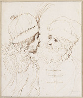H 087
<br/>
Twee mannen, schouderstuk, in gesprek
<br/>
<em>Guercino (1591-1666)</em>